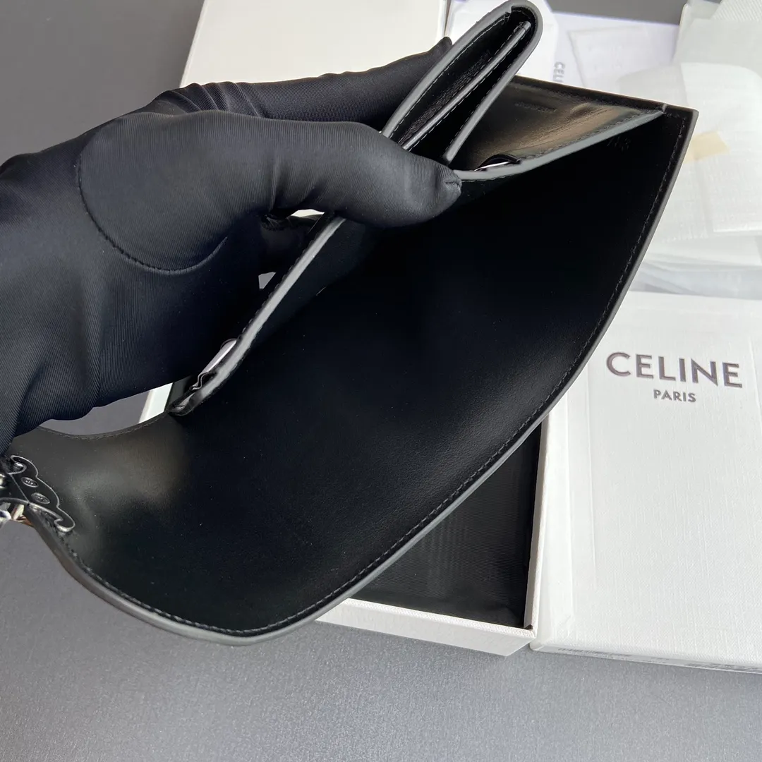 [Special grade pure steel hardware original leather] ¥700 TRIOMPHE glossy cow leather wallet/2024 Xiaosai 5 card slots 1 folding coin bag with snap button 1 flat pocket 1 banknote bag No.: 10D782CQH.04LU783 783 black gun full leather Size: w10.5×9×3cm.
