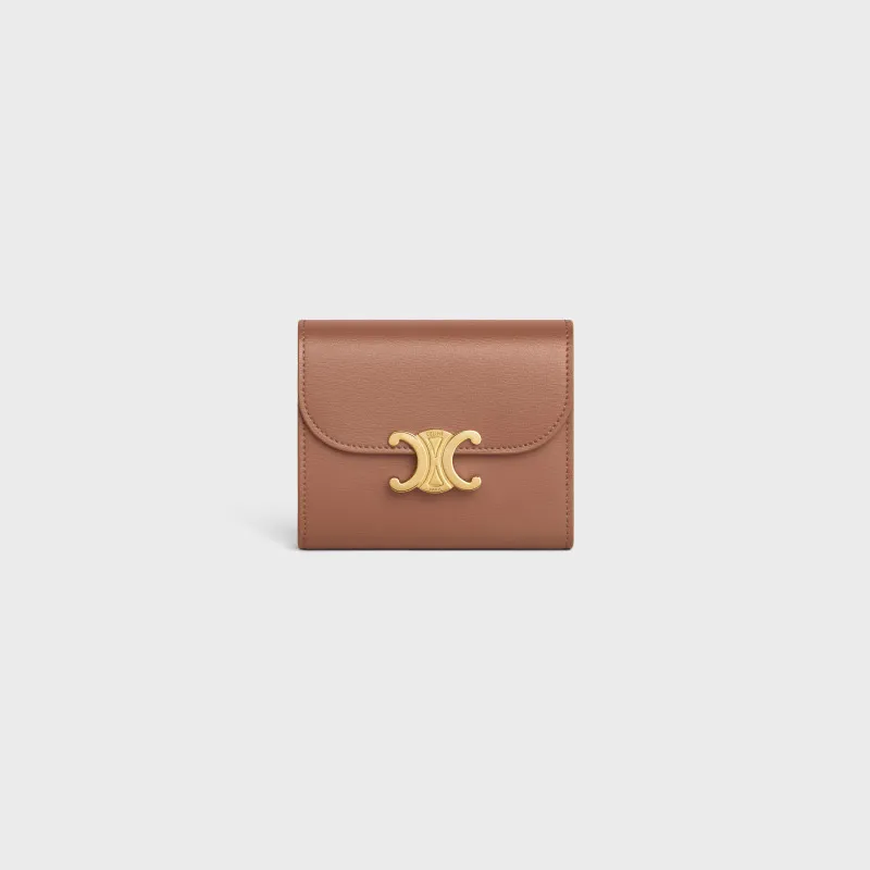 [Special grade pure steel hardware original leather] ¥700 TRIOMPHE bright cow leather wallet/No.: 10D782CQH.04LU782 783 Bronze full leather Size: w10.5×9×3cm.