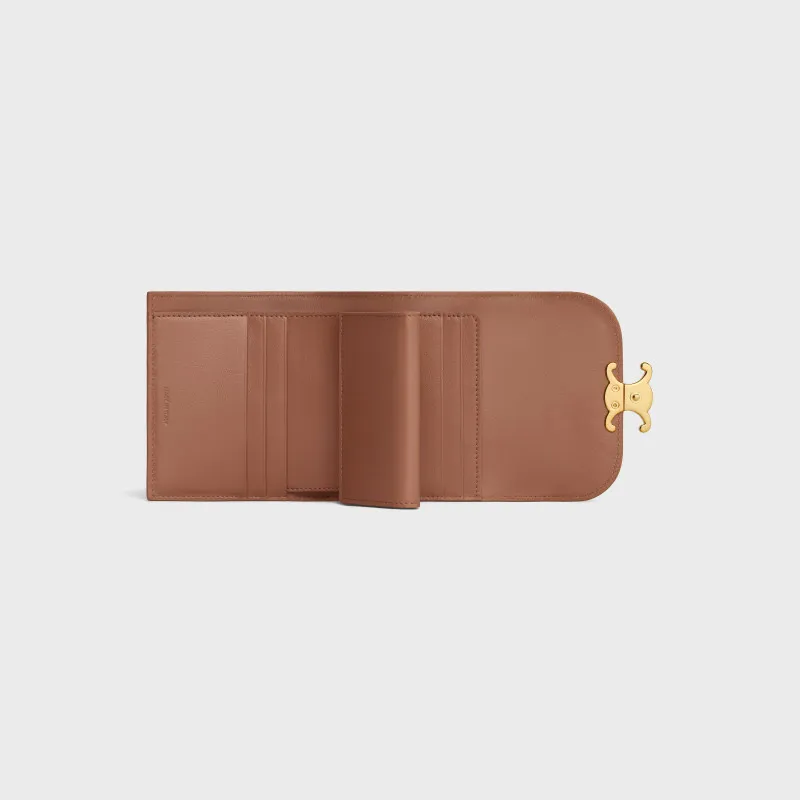 [Special grade pure steel hardware original leather] ¥700 TRIOMPHE bright cow leather wallet/No.: 10D782CQH.04LU782 783 Bronze full leather Size: w10.5×9×3cm.