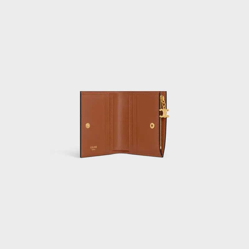 [Special grade pure steel hardware original leather] ¥600 TRIOMPHE iconic short wallet No.: 10M 103 FVO.38NO 102 102 Yellow brown/Presbyopia Size: W9×H10.5×D2cm