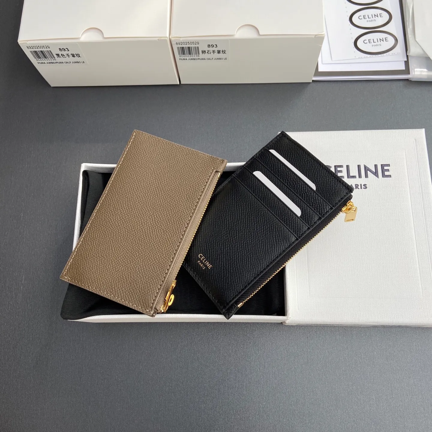 [Special grade pure steel hardware original leather] ¥480 ESSENTIALS zipper short card holder No.: 10J893BEL.10BL 893 Palm print full leather Size: w13×7.5×1cm Combination picture