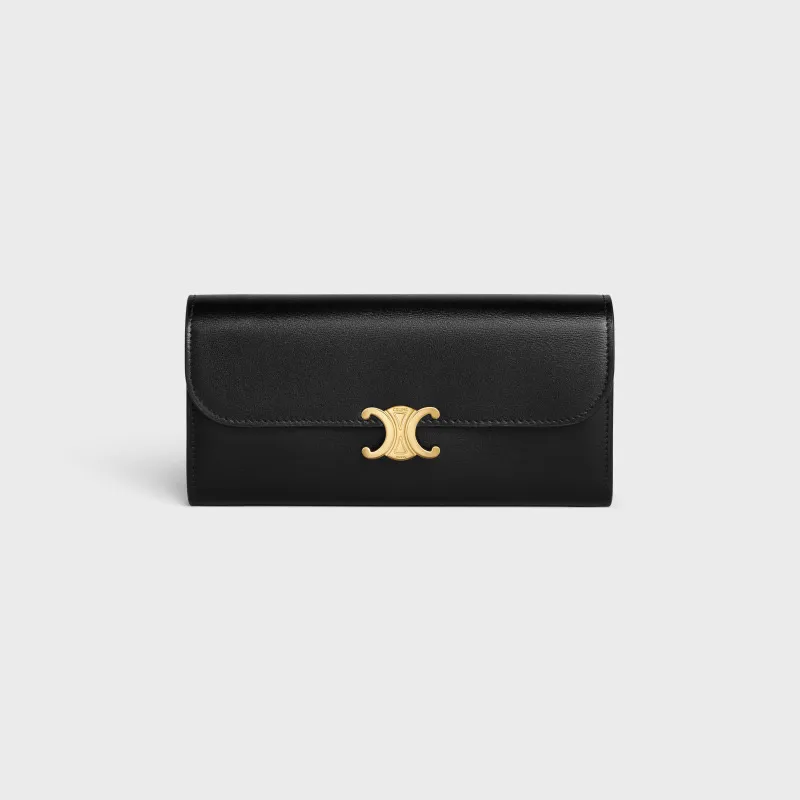 [Special grade pure steel hardware original leather] TRIOMPHE bright cow leather wallet/No.: 10E313DPV.38NO 312 313 black full leather