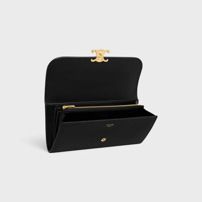 [Special grade pure steel hardware original leather] TRIOMPHE bright cow leather wallet/No.: 10E313DPV.38NO 312 313 black full leather