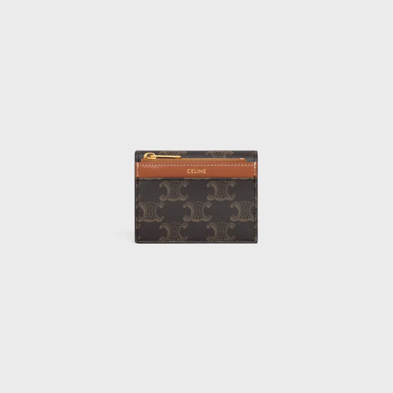 [Special grade pure steel hardware original leather] TRIOMPHE logo printed short wallet/2024 Xiaosai No.: 10l652DS3.04LU653 652 yellow brown/presbyopia