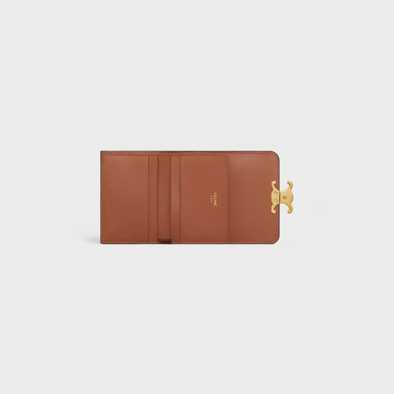 [Special grade pure steel hardware original leather] TRIOMPHE logo printed short wallet/2024 Xiaosai No.: 10l652DS3.04LU653 652 yellow brown/presbyopia