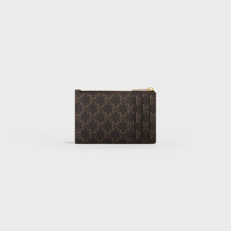 [Special grade pure steel hardware original leather] TRIOMPHE logo printed card holder/2024 small competition No.: 10B702BQ4.38NO 70238 black/presbyopia