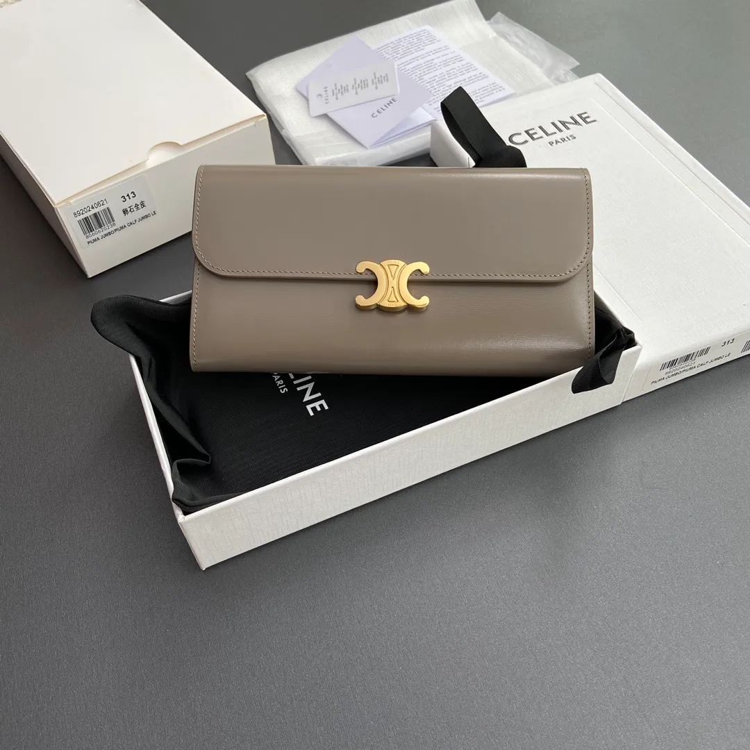 [Special grade pure steel hardware original leather] TRIOMPHE bright cow leather wallet/No.: 10E313DPV.38NO 312 313 Pebble color full leather