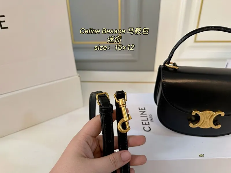 All Categories Official Website "Brand Women's Bags" Women's Bags 💙 Celine 2025 New CELINE Besace Arc de Triomphe Mini Saddle Bag