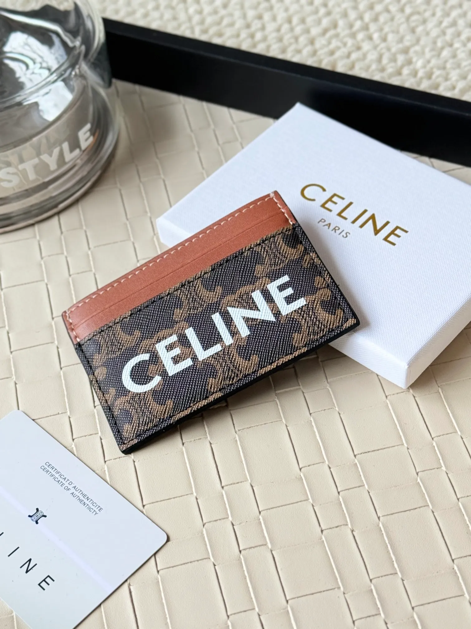 💰100CELINE. TRIOMPHE logo printed card holder/2024 Xiaosai Coated canvas, sheepskin binding 2 card slots 1 flat pocket Number: 10B702 Size: w10.5×7cm