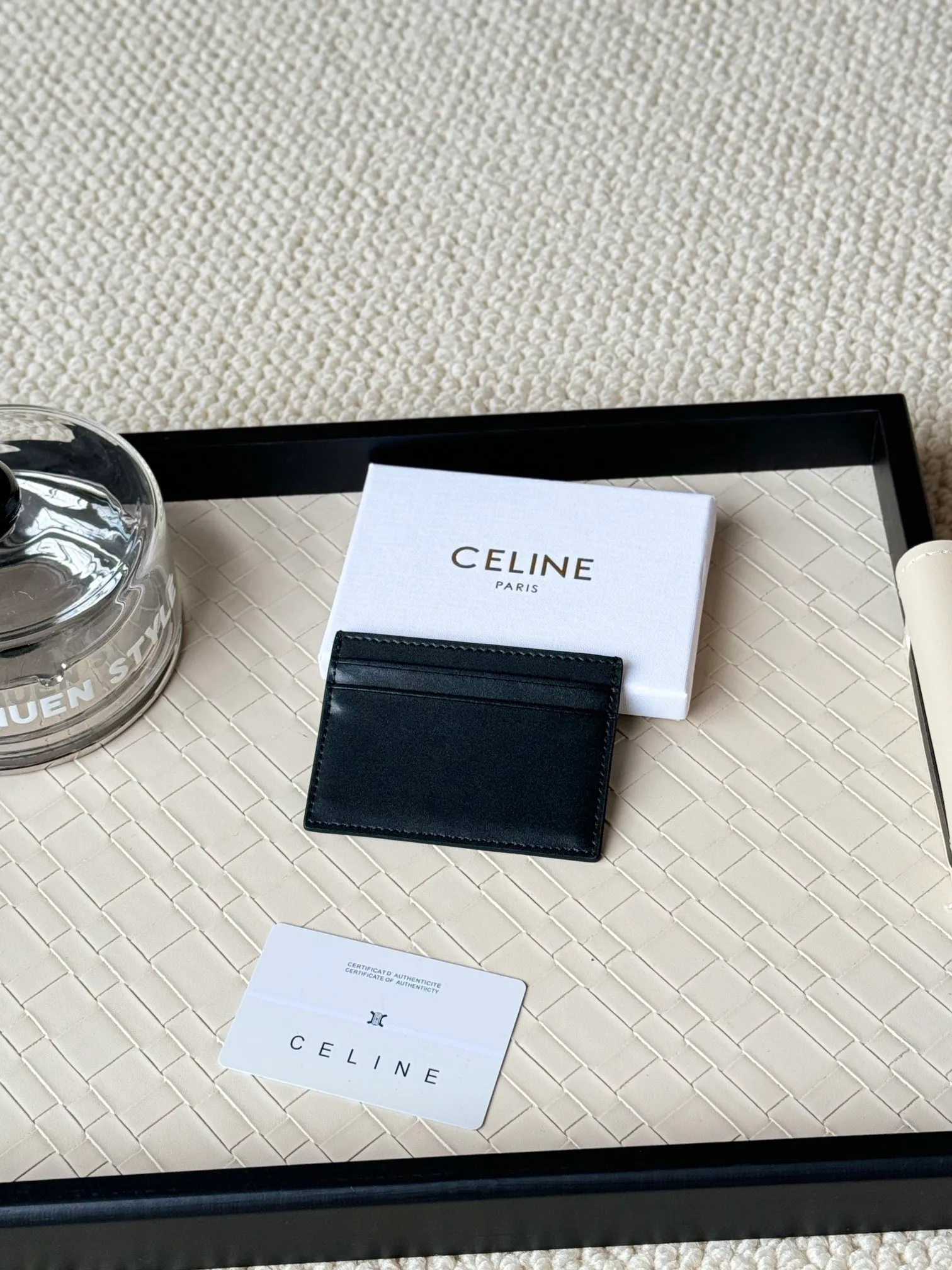 💰100CELINE. TRIOMPHE logo printed card holder/2024 Xiaosai Coated canvas, sheepskin binding 2 card slots 1 flat pocket Number: 10B702 Size: w10.5×7cm