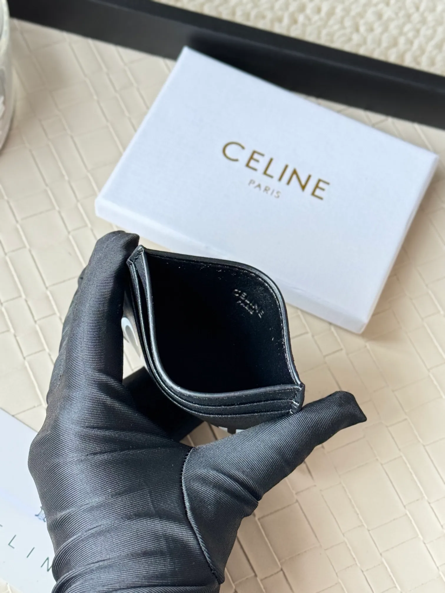 💰100CELINE. TRIOMPHE logo printed card holder/2024 Xiaosai Coated canvas, sheepskin binding 2 card slots 1 flat pocket Number: 10B702 Size: w10.5×7cm