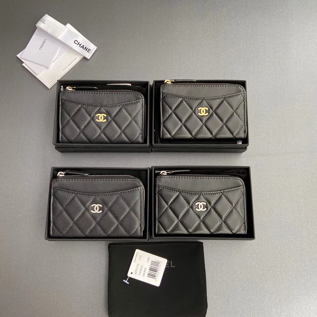 [Special grade hardware original leather] Xiaoxiang small zipper bag card holder series quilted card holder with iconic metal logo No.: 3179 Xiaoxiang combination picture
