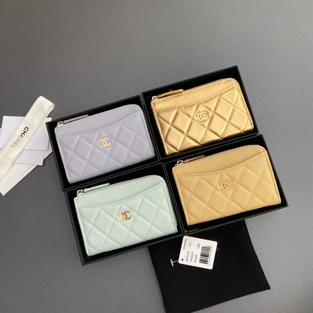 [Special grade hardware original leather] Xiaoxiang small zipper bag card holder series quilted card holder with iconic metal logo No.: 3179 Xiaoxiang combination picture