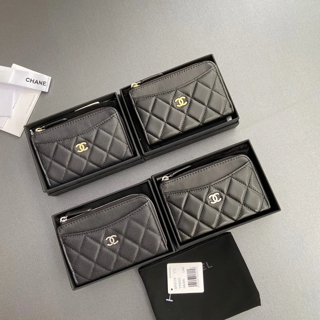 [Special grade hardware original leather] Xiaoxiang small zipper bag card holder series quilted card holder with iconic metal logo No.: 3179 Xiaoxiang combination picture