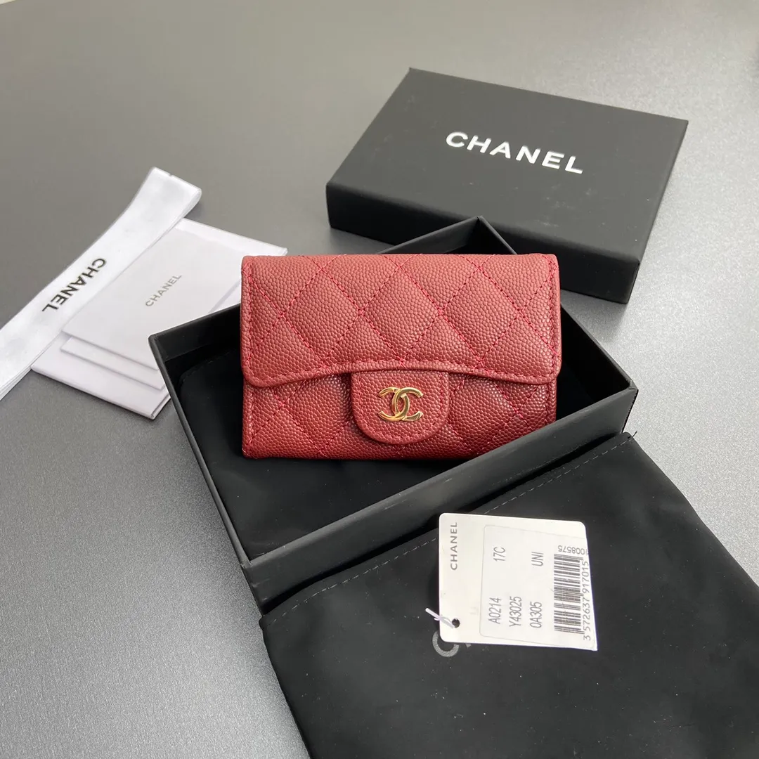 260💰Xiaoxiang imported Italian leather Item number: AP428 Size: w11×h7cm Color: Burgundy fine ball pattern golden steel mark