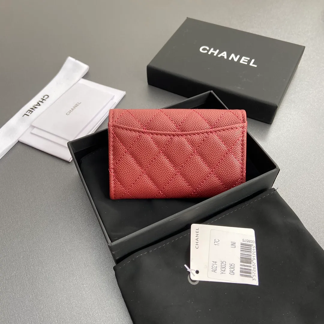 260💰Xiaoxiang imported Italian leather Item number: AP428 Size: w11×h7cm Color: Burgundy fine ball pattern golden steel mark
