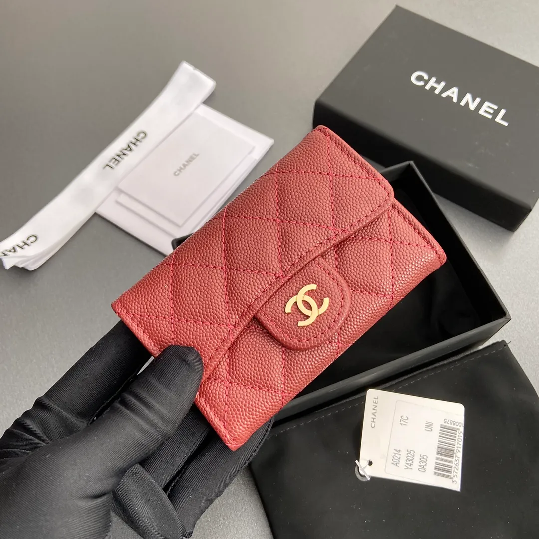 260💰Xiaoxiang imported Italian leather Item number: AP428 Size: w11×h7cm Color: Burgundy fine ball pattern golden steel mark