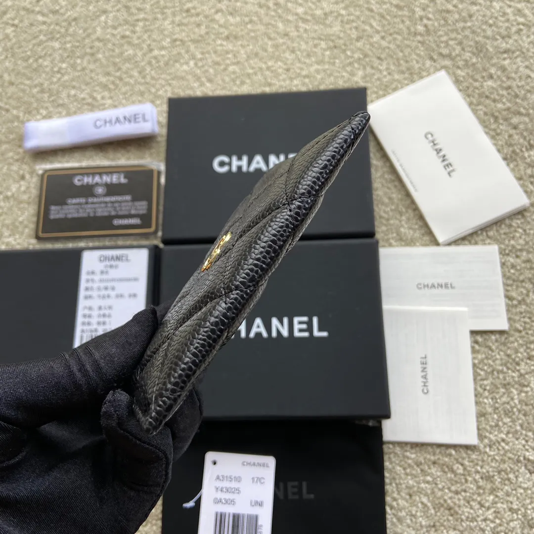 190💰Xiaoxiang imported Italian leather Item number: A31510 0213 Size: w11×h7.5cm Color: black ball pattern gold steel mark