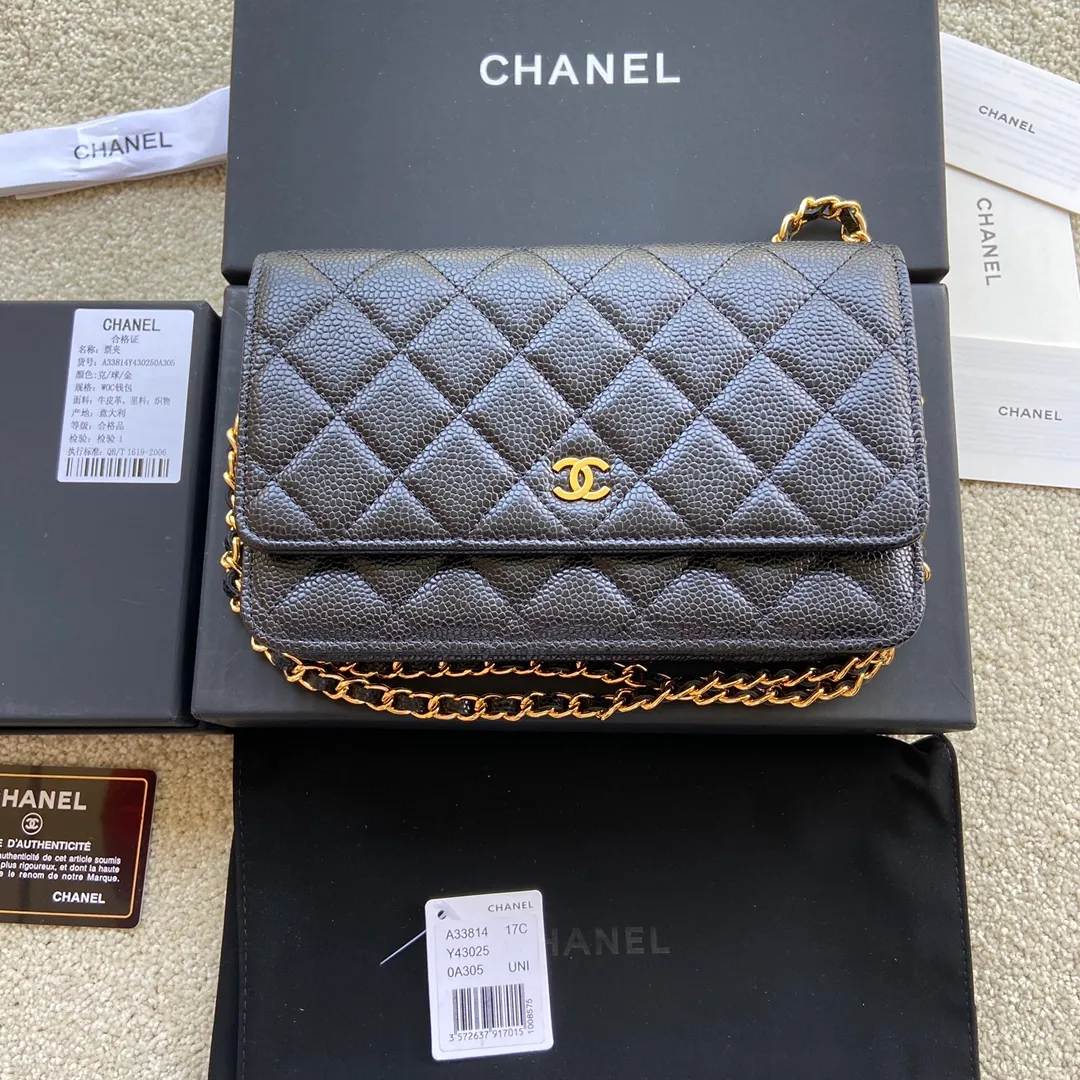 Snap button 600💰Xiaoxiang imported Italian lambskin Item number: A33814 Size: w20×h13×d3.5cm Color: black ball pattern gold steel mark