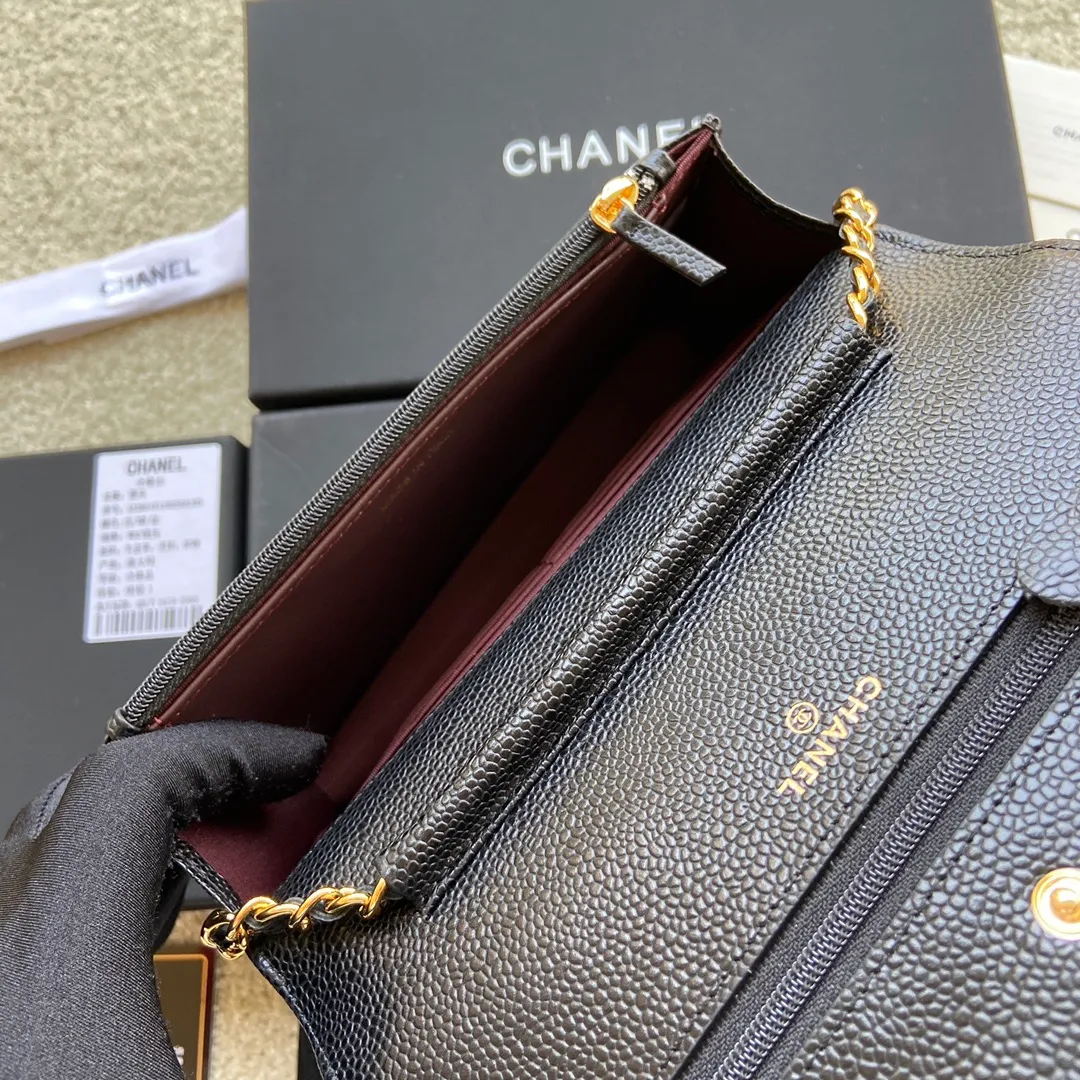 Snap button 600💰Xiaoxiang imported Italian lambskin Item number: A33814 Size: w20×h13×d3.5cm Color: black ball pattern gold steel mark