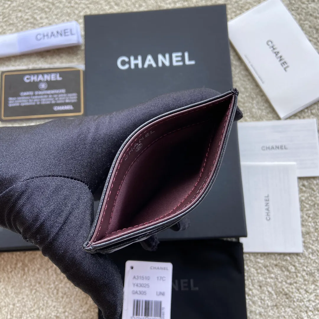 190💰Xiaoxiang imported Italian leather Item number: A31510 0213 Size: w11×h7.5cm Color: black sheepskin silver steel mark