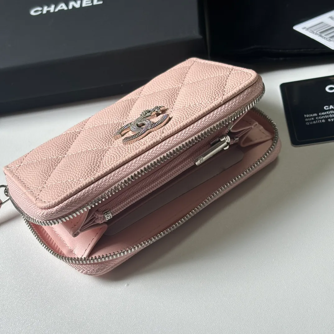 360💰 New product ❤️❤️❤️CH@NEL small zipper card holder💦 with new luogo, zipper compartment inside, original quality, beautiful details, model number AP9630, size 11*7.5*2cm