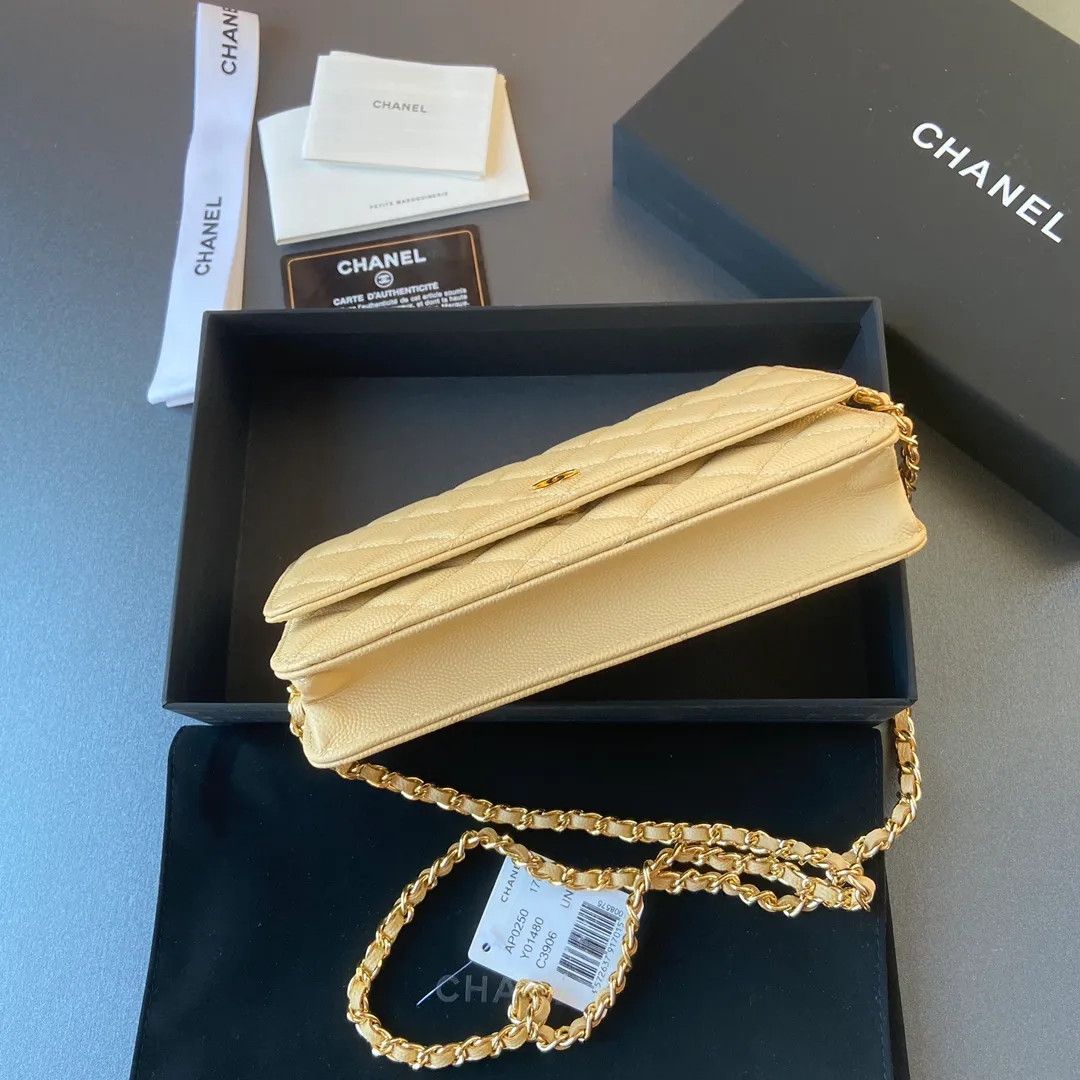 Xiaoxiang imported Italian grained calfskin Item No.: A0250 💰: 640 Size: w20×h13×d3.5cm Color: Yellow fine-grained gold steel mark