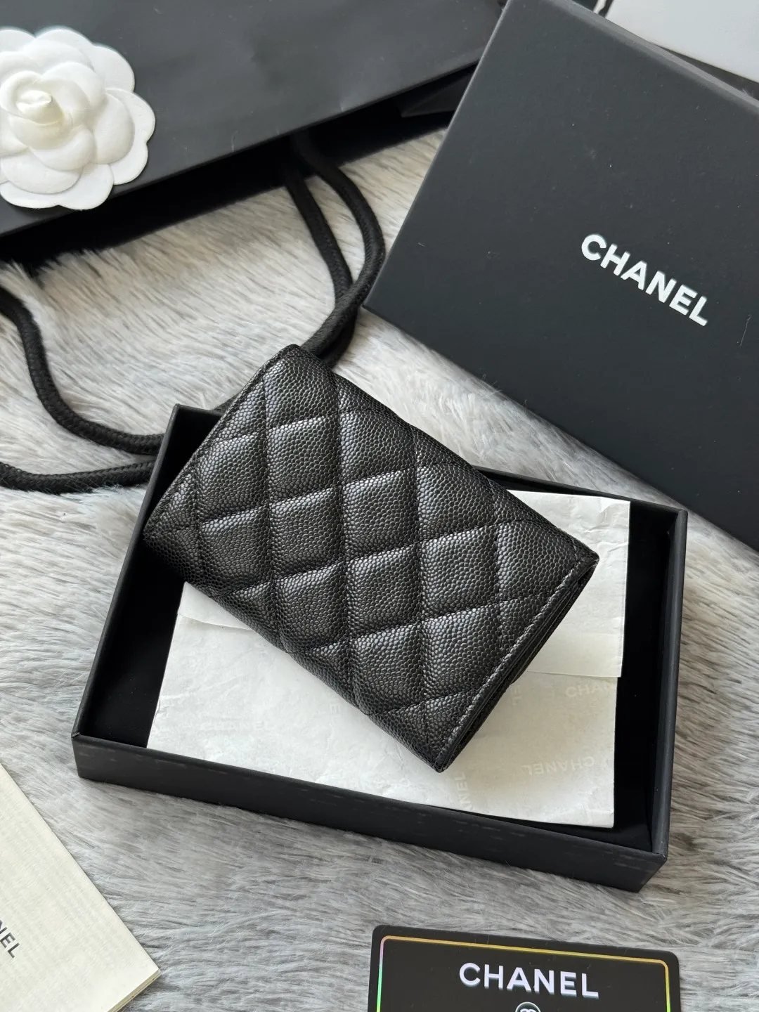 💰340 💰 4050 Autumn new product bi-fold card holder chanel hijab card holder can hold credit card and change made of caviar cowhide exclusive real shot with new luogo zipper compartment inside original single quality details are beautiful No.: 4812 size: 11x8.5x3cm