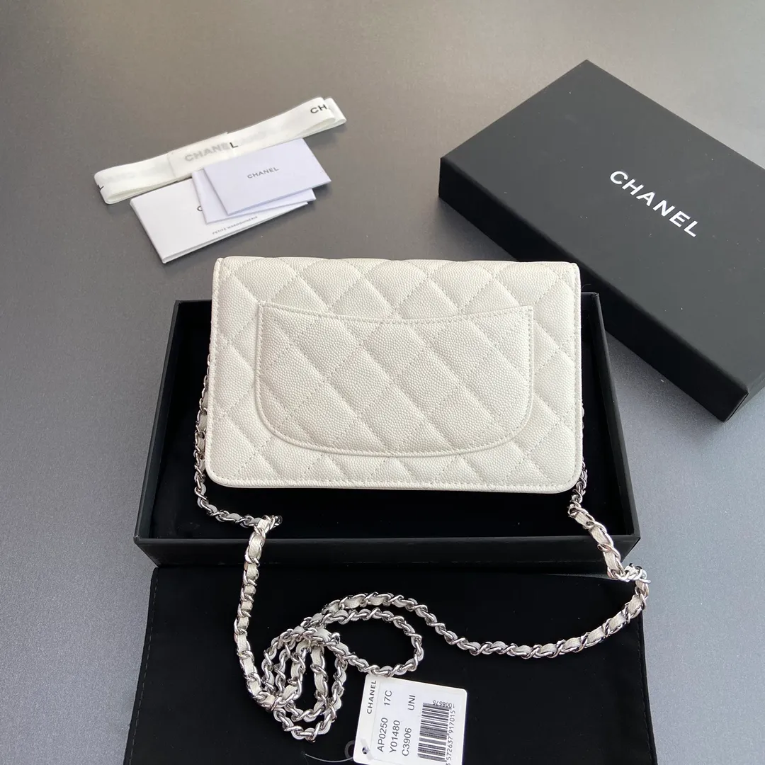 Xiaoxiang imported Italian grained calfskin Item No.: A0250 💰: 640 Size: w20×h13×d3.5cm Color: White fine ball pattern silver steel mark