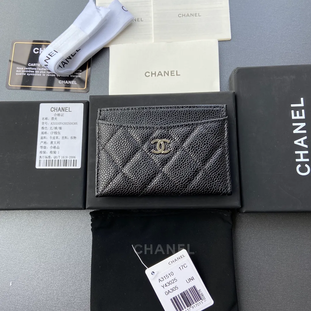 190💰Xiaoxiang imported Italian leather Item number: A31510 0213 Size: w11×h7.5cm Color: black ball pattern silver steel mark