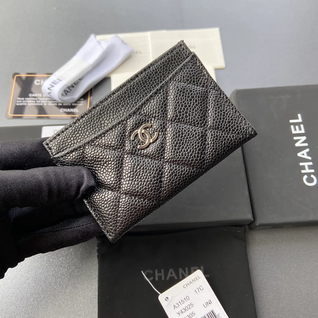 190💰Xiaoxiang imported Italian leather Item number: A31510 0213 Size: w11×h7.5cm Color: black ball pattern silver steel mark