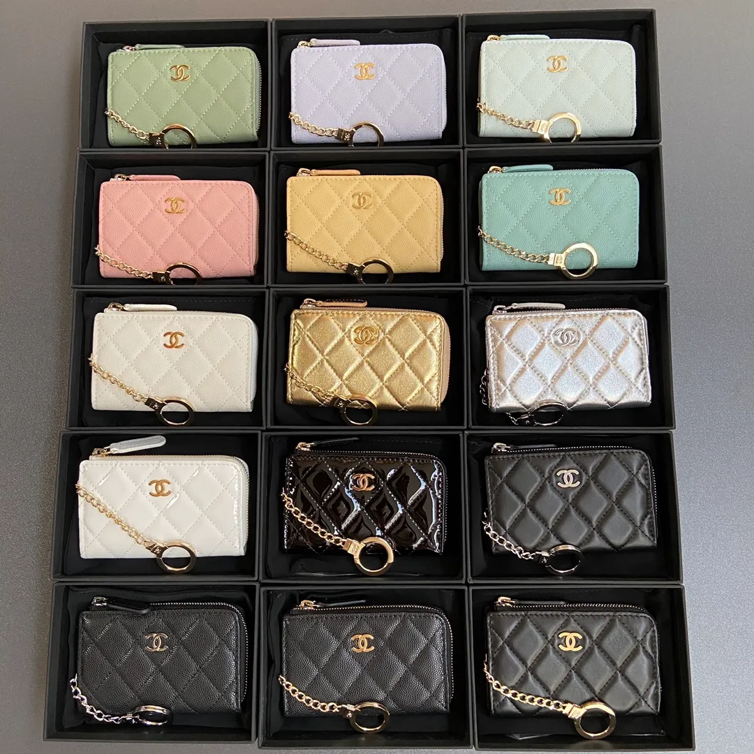 [Special grade hardware original leather] Xiaoxiang small zipper bag card holder series Hook chain quilted card holder with iconic metal logo Metal hardware, special Italian imported leather No.: 0221 Xiaoxiang combination picture