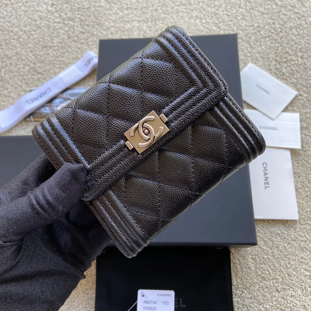 480💰Xiaoxiang imported Italian leather Item number: A80734 Size: W11.5×h10.5×d3cm Color: black fine ball pattern silver hardware