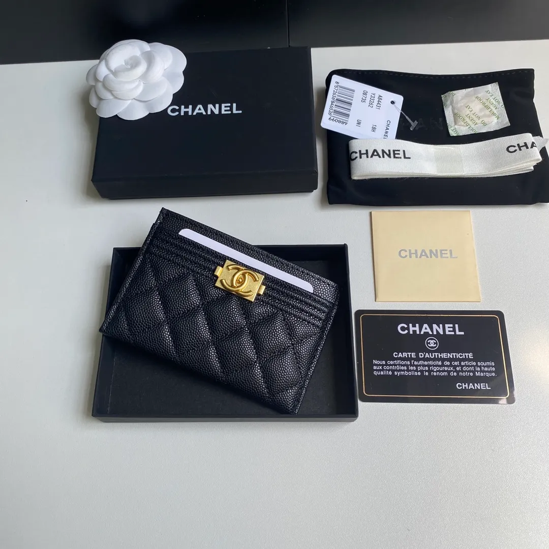 220💰 [Original order quality] [Delivery packaging] CHANEL, original order quality, leboy card holder 💦 style number A84431 top leather hardware, beautiful details, complete package! Size 11*7.5*1.