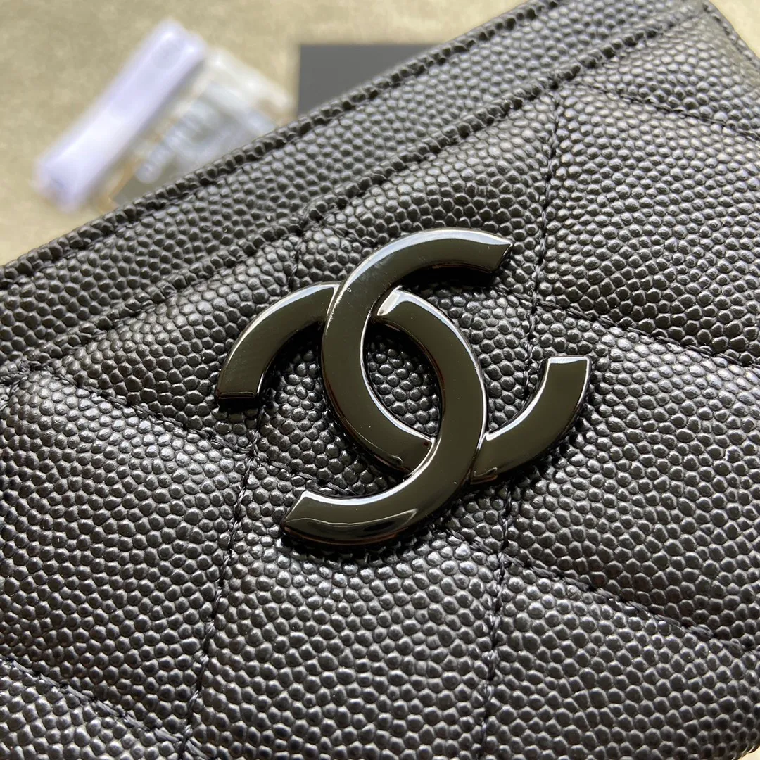 240💰Xiaoxiang imported Italian grained calfskin Item number: AP3934 Size: w11×7.5cm Color: black ball pattern black mark Usage: card holder