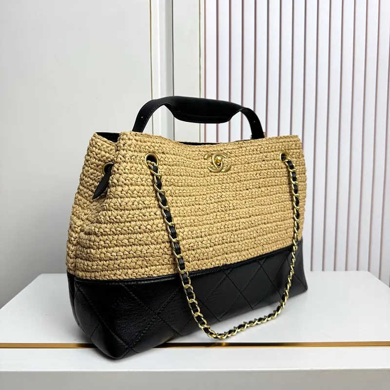 All Categories Official Website "Brand Women's Bags" Women's Bags 💙 Chanel 2026 Chanel Cruise Straw & Lambskin Tote Bag