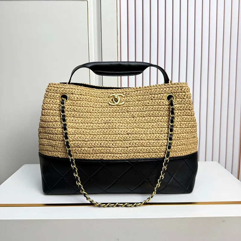 All Categories Official Website "Brand Women's Bags" Women's Bags 💙 Chanel 2026 Chanel Cruise Straw & Lambskin Tote Bag