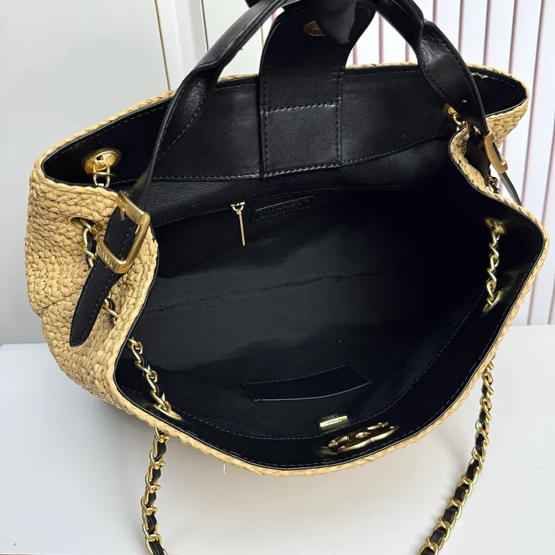 All Categories Official Website "Brand Women's Bags" Women's Bags 💙 Chanel 2026 Chanel Cruise Straw & Lambskin Tote Bag