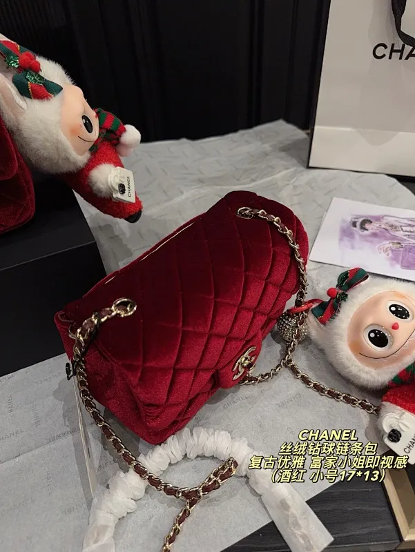 All Categories Official Website "Brand Women's Bags" Women's Bags 💙 Chanel 2025 New CHANEL Velvet Diamond Ball Chain Bag