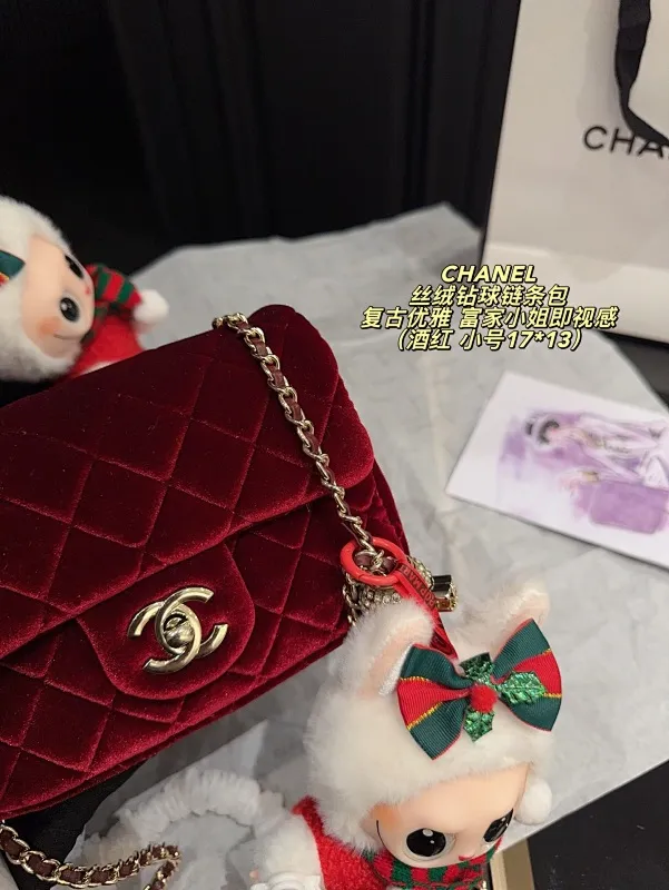 All Categories Official Website "Brand Women's Bags" Women's Bags 💙 Chanel 2025 New CHANEL Velvet Diamond Ball Chain Bag