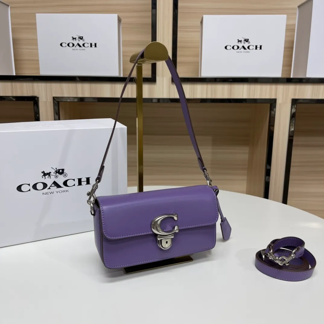 Top original order, batch 480💰Coach new Coach baguette bag, leather crossbody bag [Rose][Rose] model CE331 women's bag STUDIO BAGUETTE, size: 20*10*7[Fireworks][Fireworks][Fireworks]