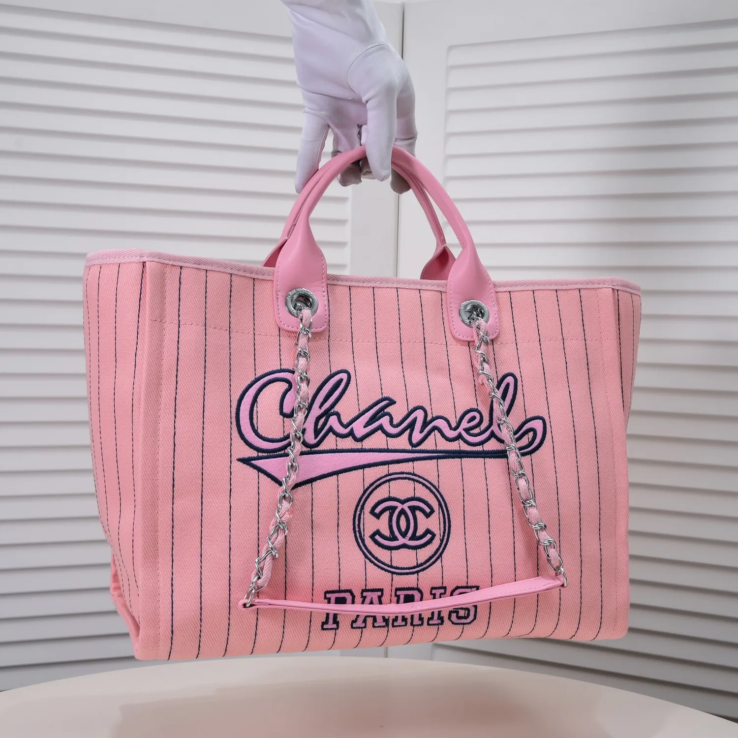 💰420￥Pink👑Chanel 2023 new beach bag denim bag🎉🎉Women's shoulder portable shopping bag large capacity mommy fashion simple chain bag✅✅✅👍👍 Style number: 67178-8 Size: top width 48/bottom width 38/height 30/thickness 14 cm