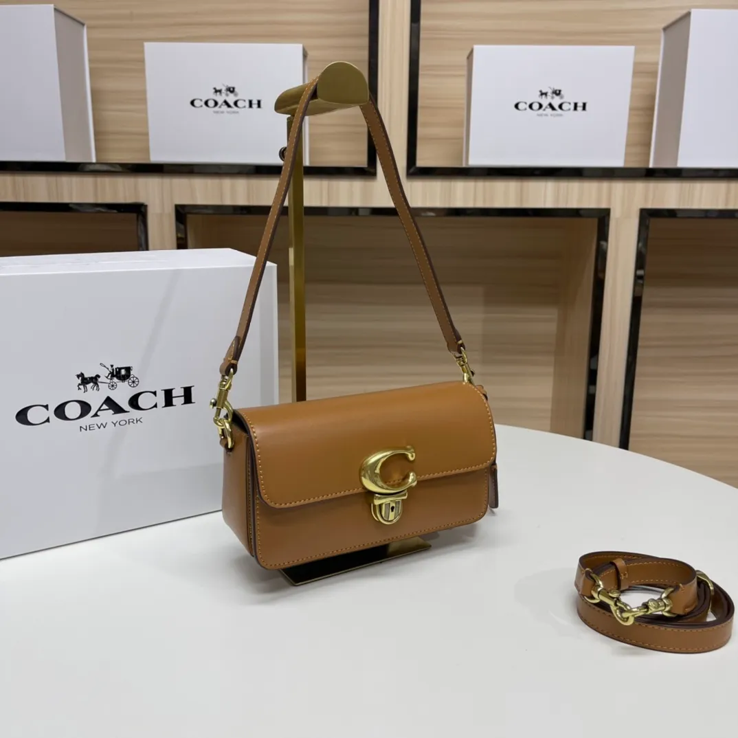 Top original order p480💰Coach new Coach baguette bag leather crossbody bag [rose][rose] model CE331 women's bag STUDIO BAGUETTE, size: 20*10*7[fireworks][fireworks][fireworks]