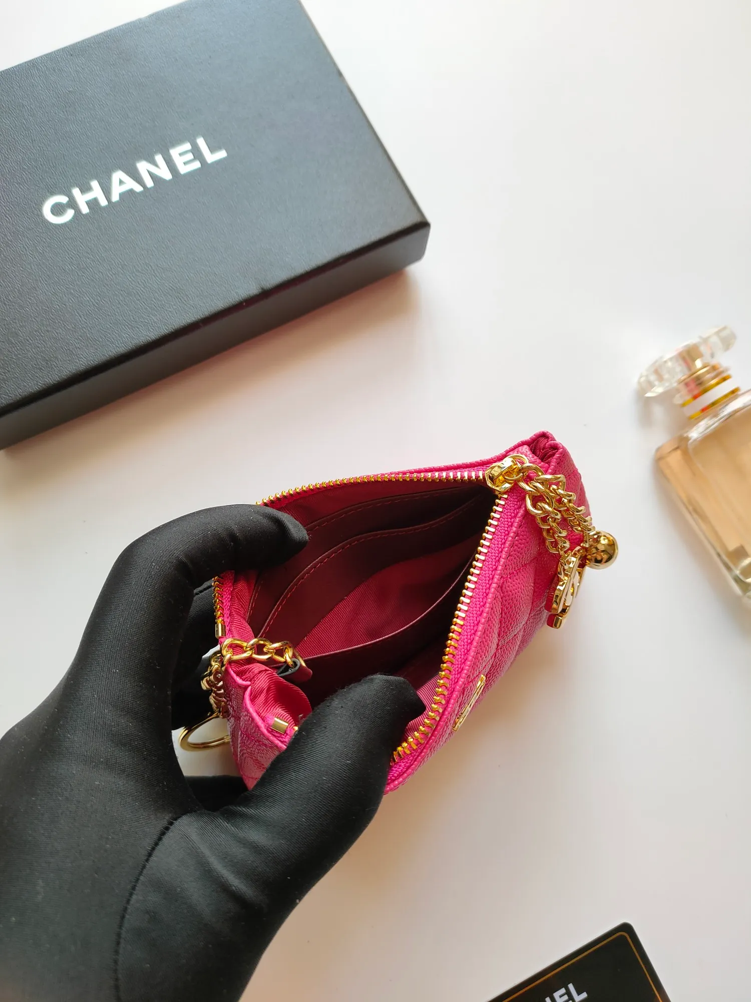 ￥120 CHANEL's new pendant coin purse 💦Model No. A50168 top-quality leather hardware, rhombus pattern. Beautiful details, complete package! Size:14-10-1cm