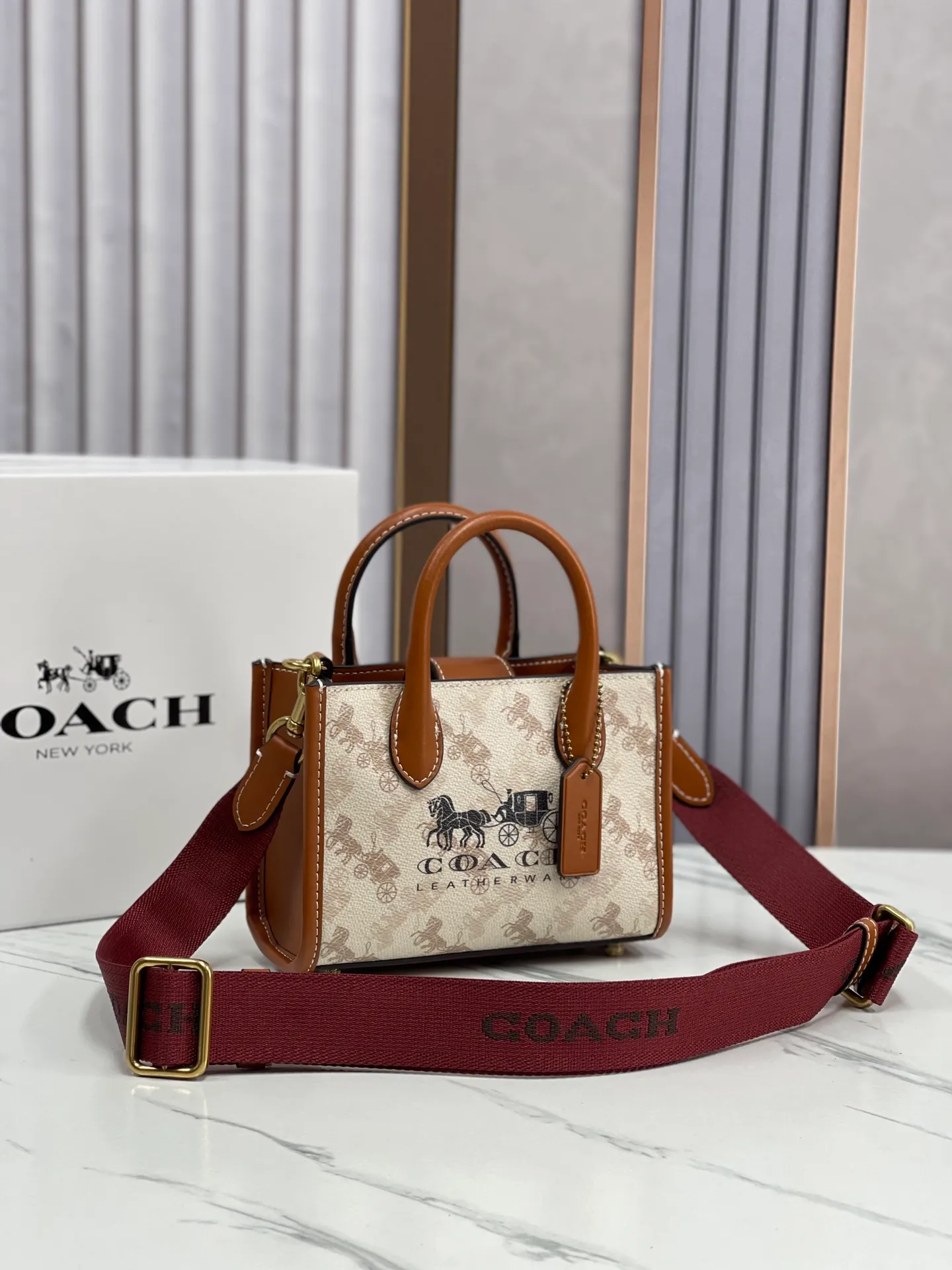 Batch 420💰coach/Coach new small model model CT890/CT891 counter new ACE carriage pattern women's tote bag single shoulder crossbody handheld tote bag double shoulder strap design size: 18·13·8