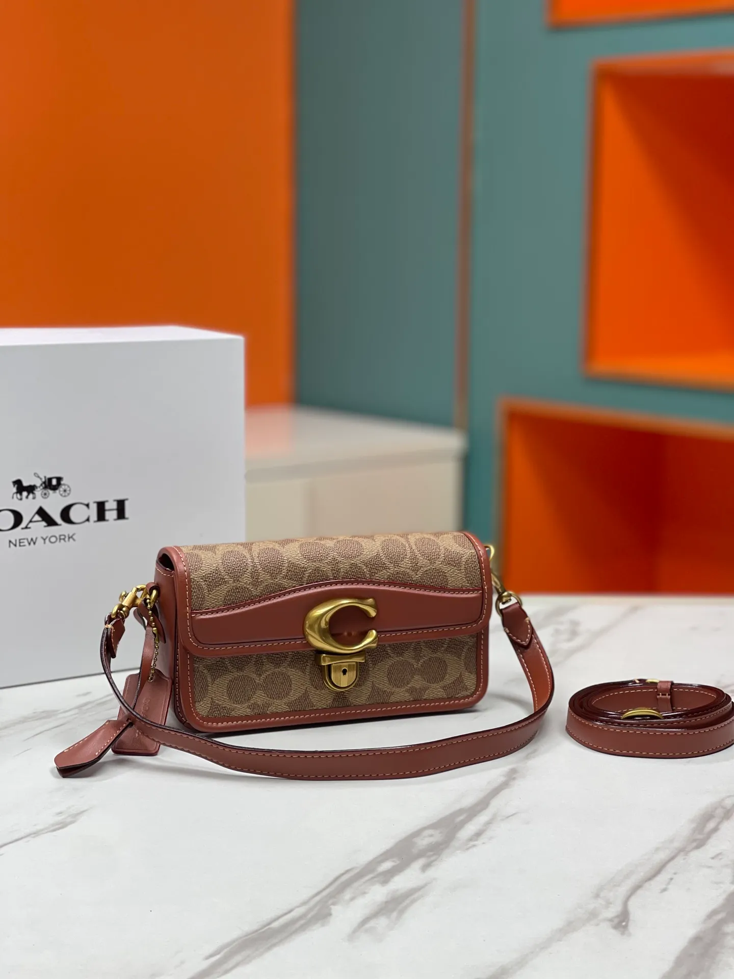Batch 480💰Coach's new Coach baguette leather crossbody bag [Rose][Rose] model CE764 women's bag STUDIO BAGUETTE, size: 20*10*7[Fireworks][Fireworks][Fireworks]