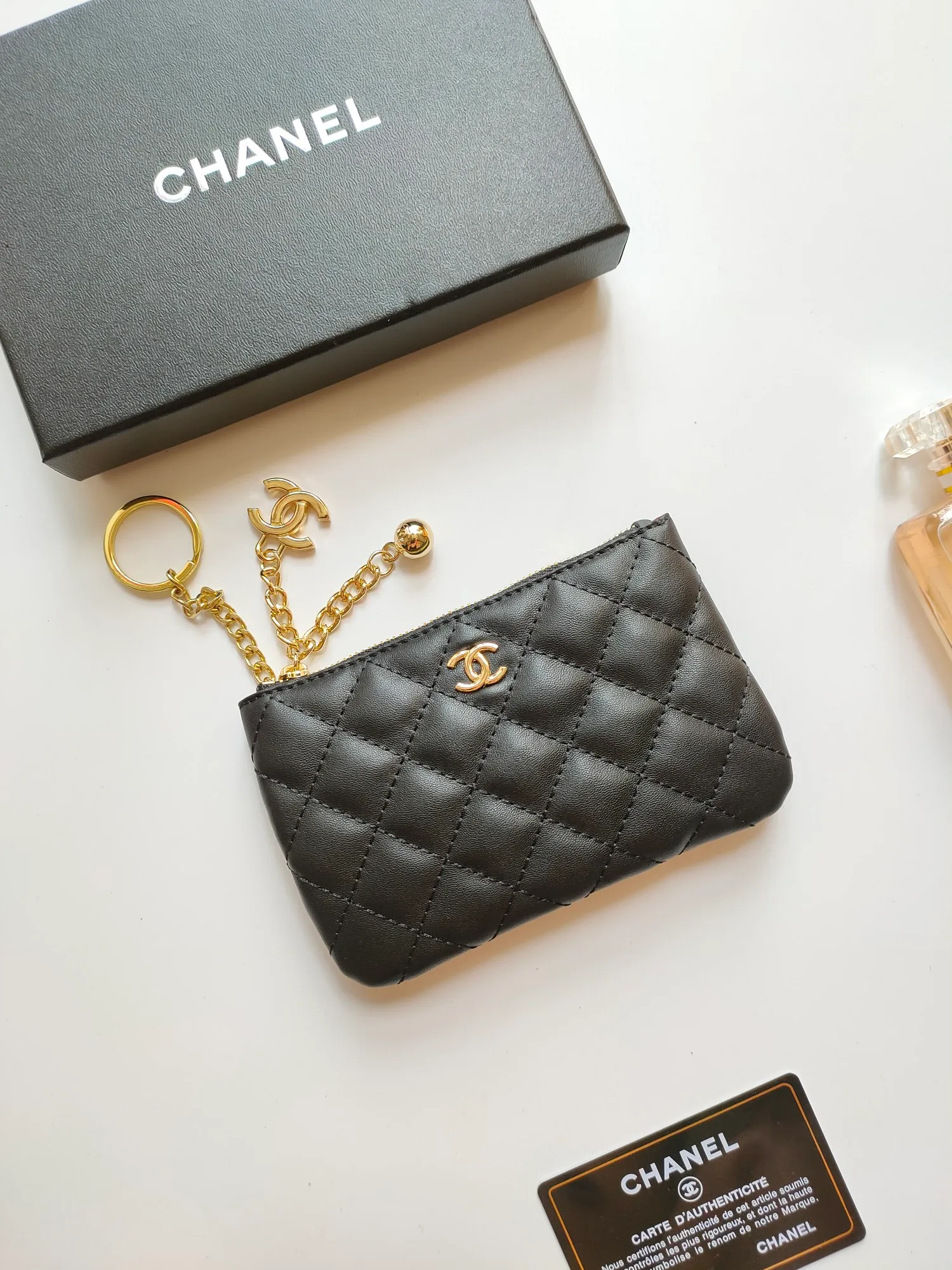￥120 CHANEL's new pendant coin purse 💦Model No. A50168 top-quality leather hardware, rhombus pattern. Beautiful details, complete package! Size:14-10-1cm
