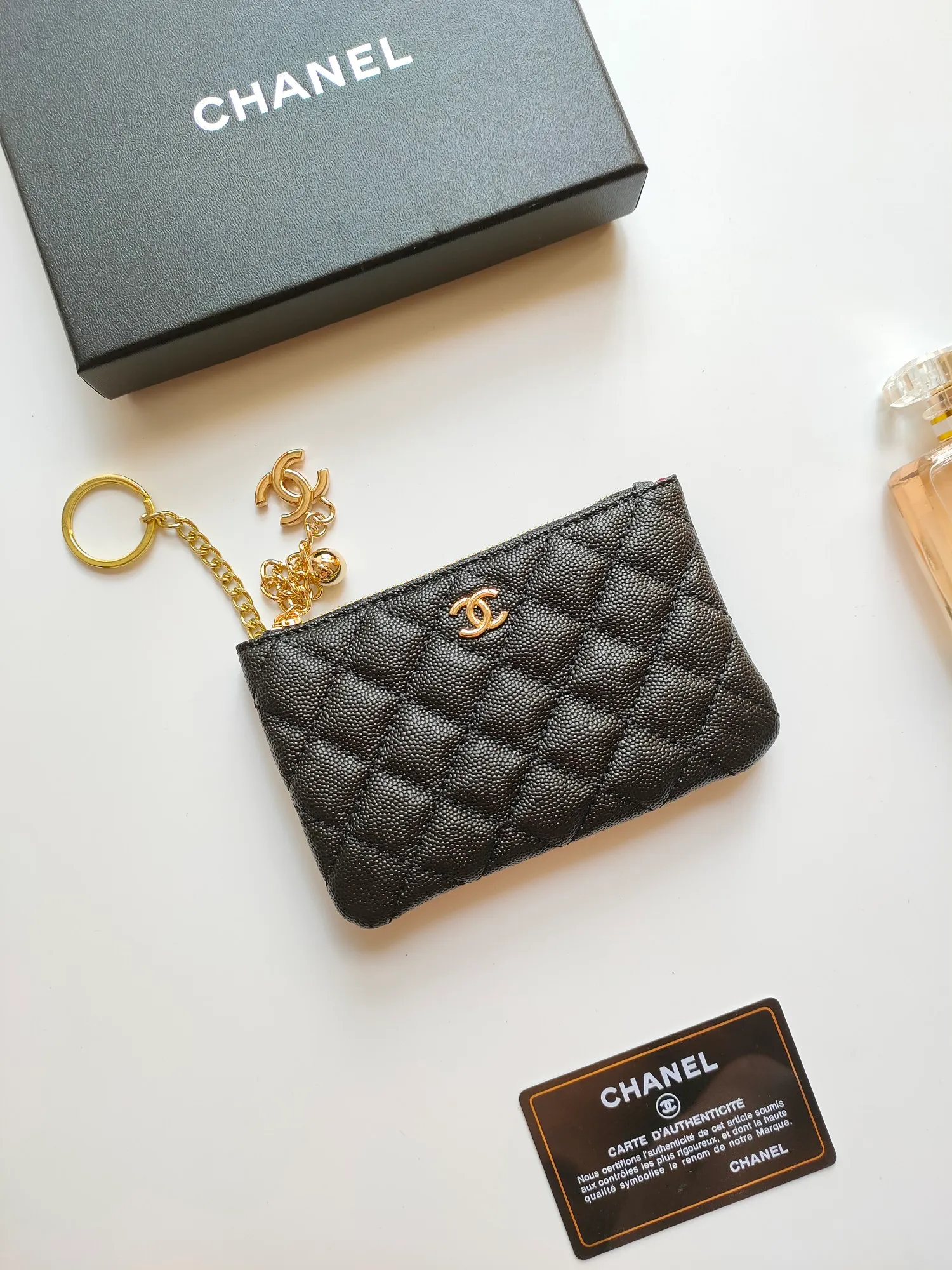 ￥120 CHANEL's new pendant coin purse 💦Model No. A50168 top-quality leather hardware, rhombus pattern. Beautiful details, complete package! Size:14-10-1cm