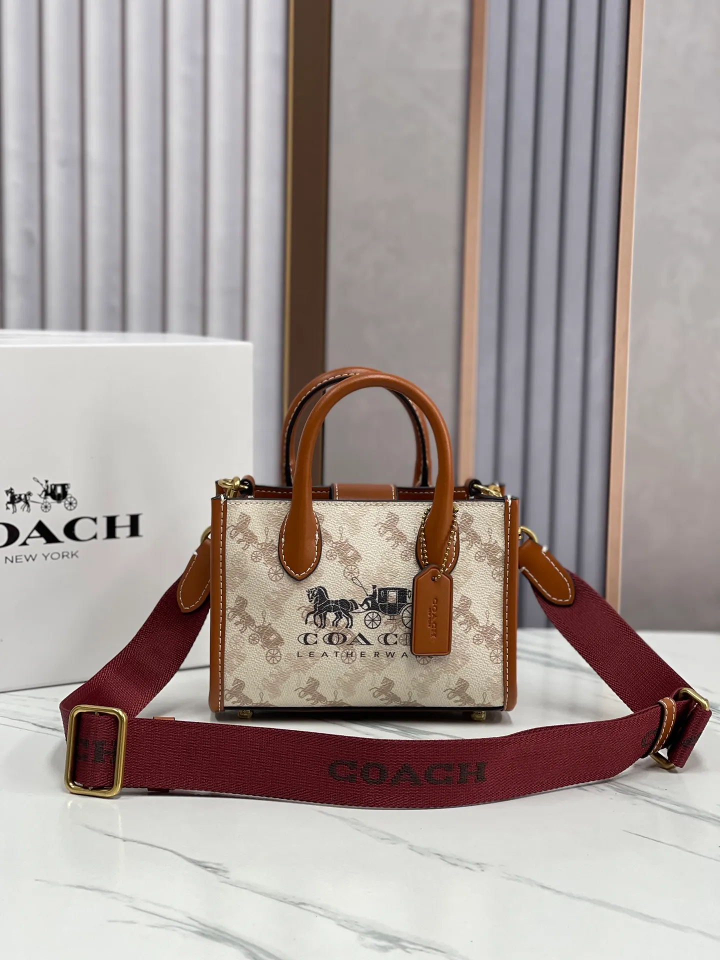 Top original order p420💰coach/Coach new small size model CT890/CT891 counter new ACE carriage pattern women's tote bag single shoulder crossbody handheld tote bag double shoulder strap design size: 18·13·8