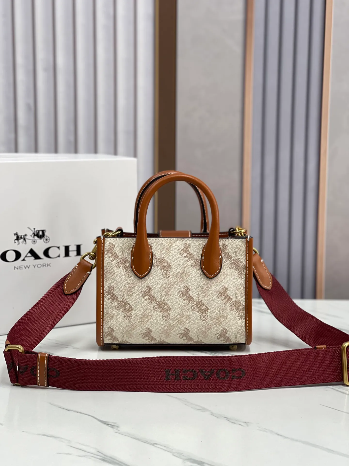 Top original order p420💰coach/Coach new small size model CT890/CT891 counter new ACE carriage pattern women's tote bag single shoulder crossbody handheld tote bag double shoulder strap design size: 18·13·8